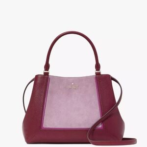 💜 Kate Spade Lena Satchel Red & Pink Colorblock Handbag NWT